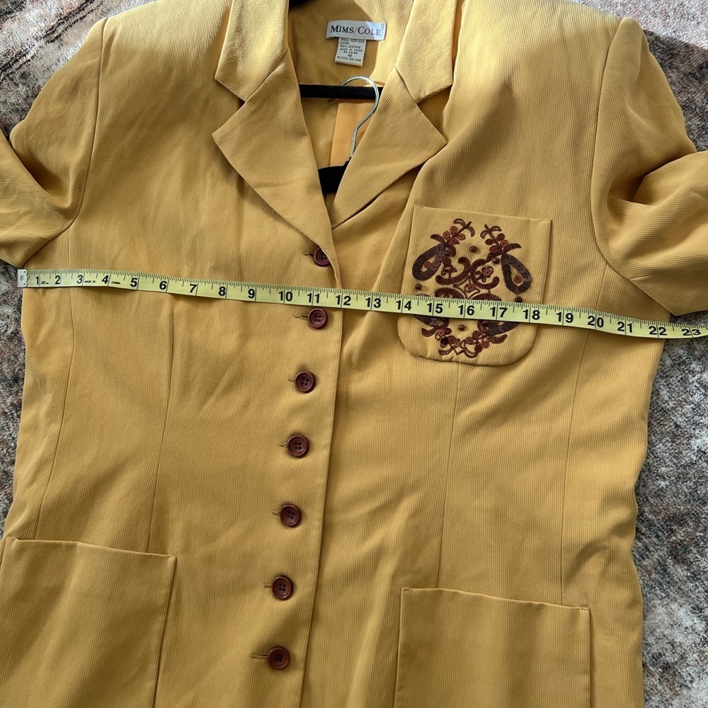 MIMS/COLE‎ Women 100% SILK VTG Blazer Coat Suit Set size 16 Golden Yellow Modest - Picture 16 of 16